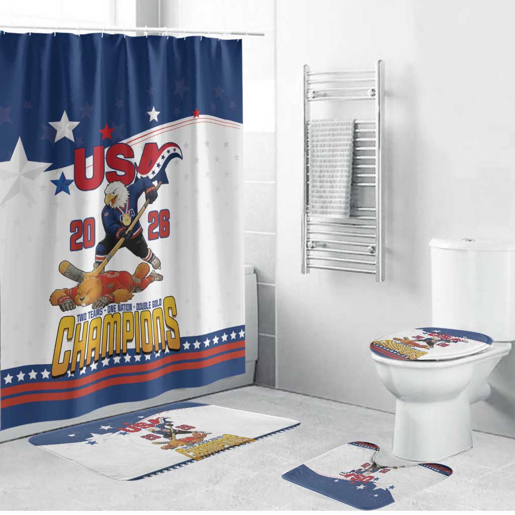 USA Ice Hockey Champions 2026 Bathroom Set American Eagle Victory Hockey Pride