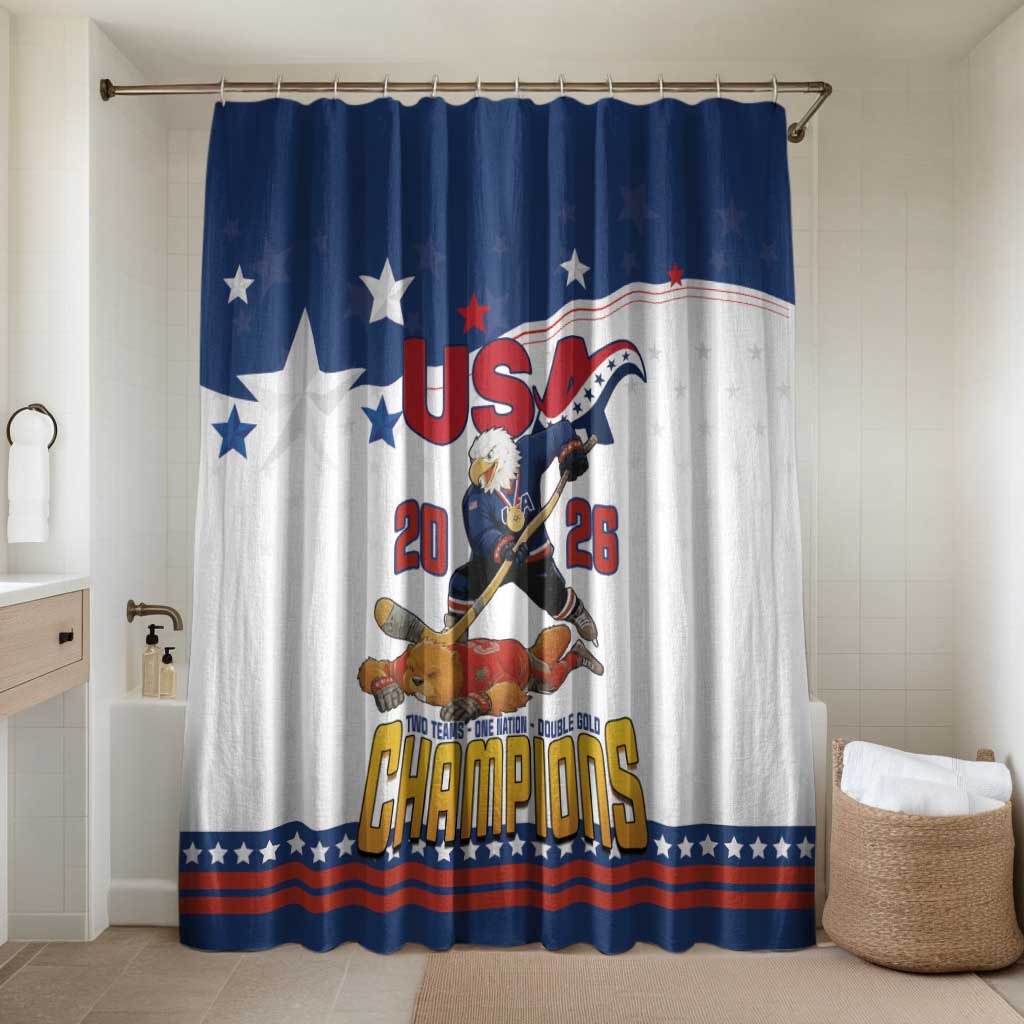 USA Ice Hockey Champions 2026 Bathroom Set American Eagle Victory Hockey Pride
