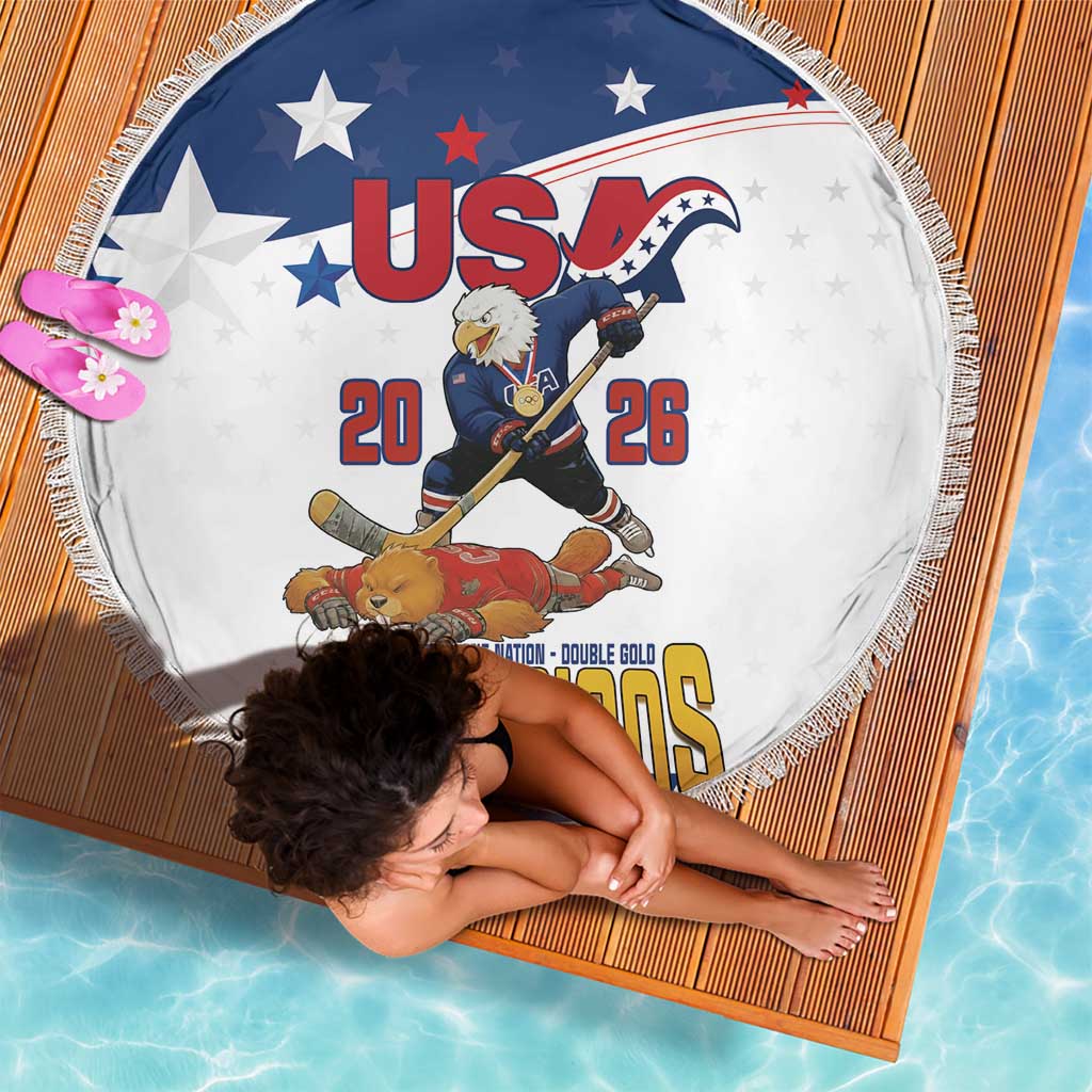 USA Ice Hockey Champions 2026 Beach Blanket American Eagle Victory Hockey Pride