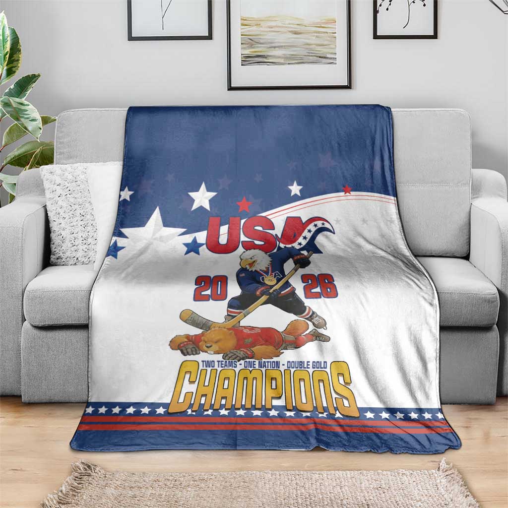 USA Ice Hockey Champions 2026 Blanket American Eagle Victory Hockey Pride