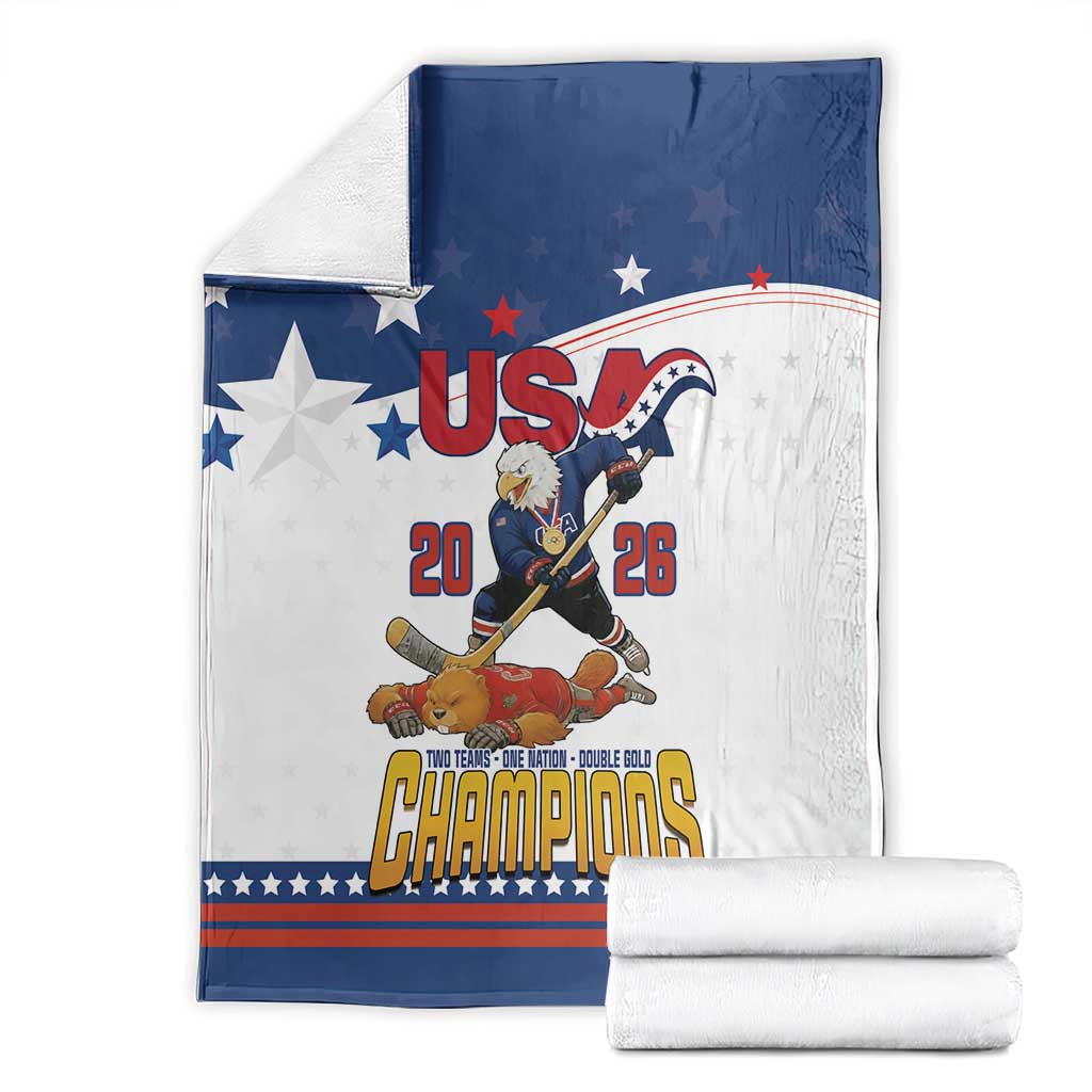 USA Ice Hockey Champions 2026 Blanket American Eagle Victory Hockey Pride
