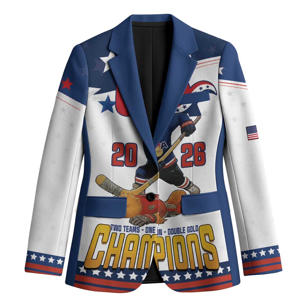 Custom USA Ice Hockey Champions 2026 Blazer American Eagle Victory Hockey Pride