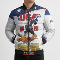 Custom USA Ice Hockey Champions 2026 Bomber Puffer Jacket American Eagle Victory Hockey Pride