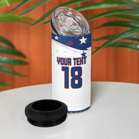 Custom USA Ice Hockey Champions 2026 4 in 1 Can Cooler Tumbler American Eagle Victory Hockey Pride