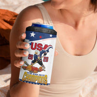 Custom USA Ice Hockey Champions 2026 4 in 1 Can Cooler Tumbler American Eagle Victory Hockey Pride