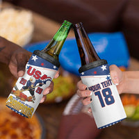 Custom USA Ice Hockey Champions 2026 4 in 1 Can Cooler Tumbler American Eagle Victory Hockey Pride