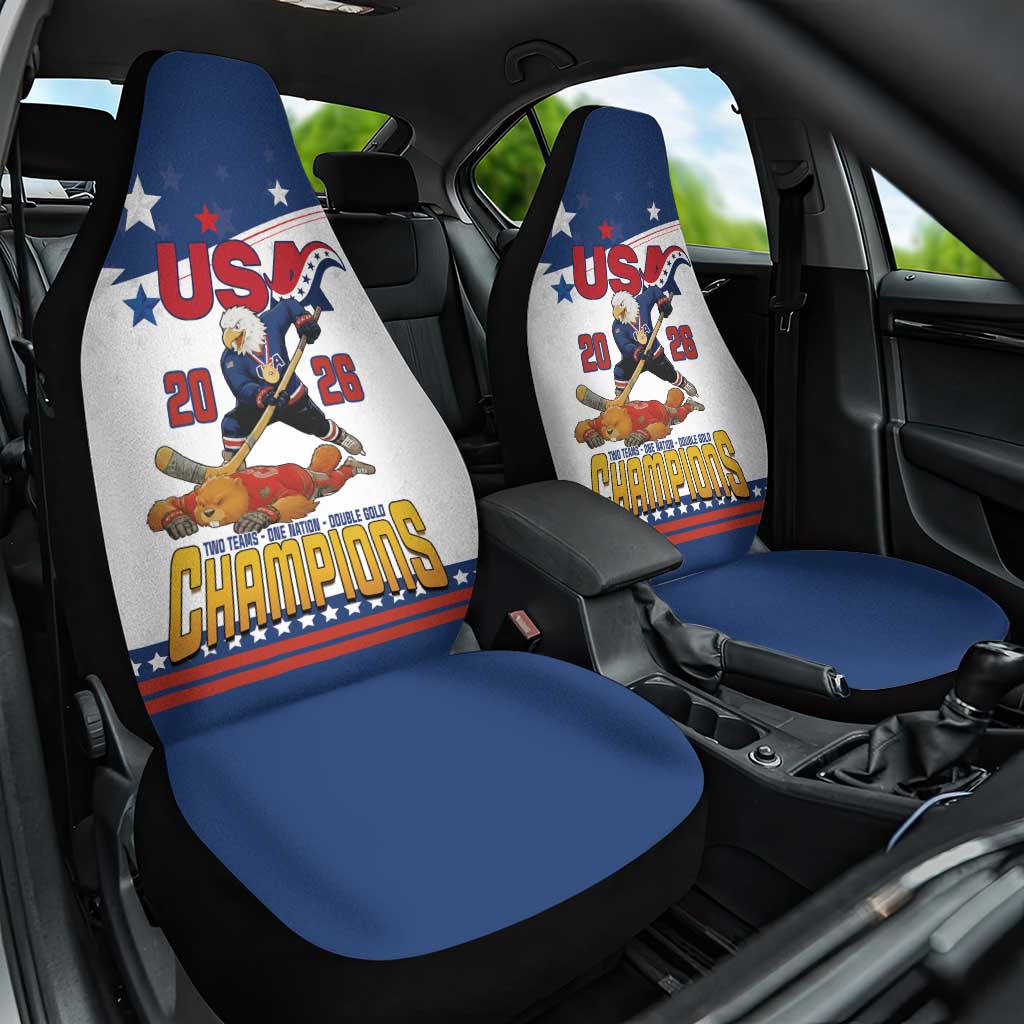 USA Ice Hockey Champions 2026 Car Seat Cover American Eagle Victory Hockey Pride