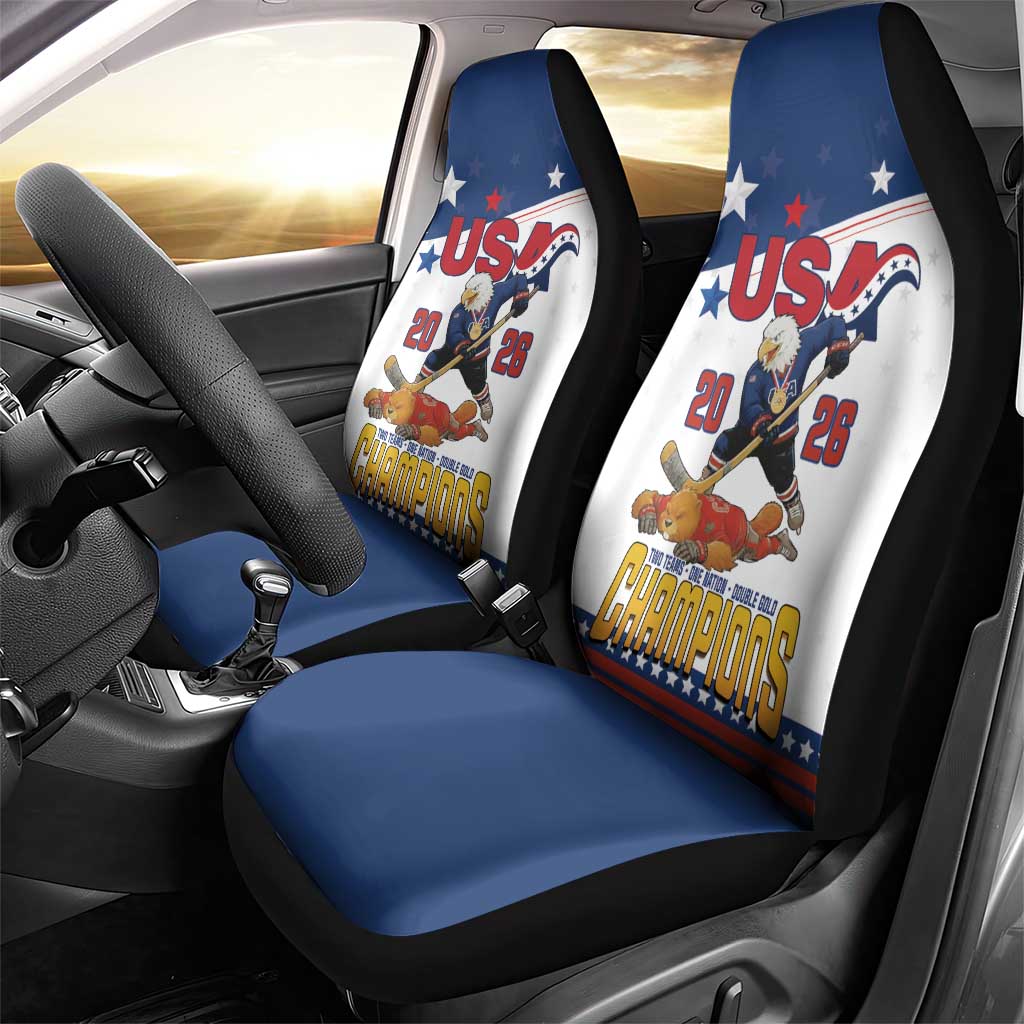 USA Ice Hockey Champions 2026 Car Seat Cover American Eagle Victory Hockey Pride