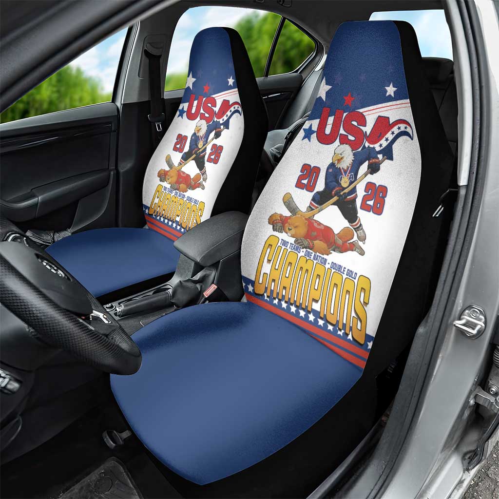 USA Ice Hockey Champions 2026 Car Seat Cover American Eagle Victory Hockey Pride
