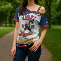Custom USA Ice Hockey Champions 2026 Cross Shoulder Shirt American Eagle Victory Hockey Pride