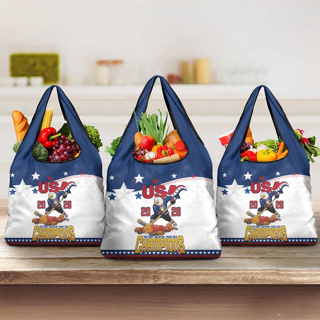 USA Ice Hockey Champions 2026 Grocery Bag American Eagle Victory Hockey Pride