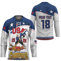 Custom USA Ice Hockey Champions 2026 Hockey Jersey American Eagle Victory Hockey Pride