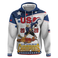 Custom USA Ice Hockey Champions 2026 Hoodie American Eagle Victory Hockey Pride