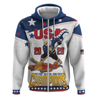 Custom USA Ice Hockey Champions 2026 Hoodie American Eagle Victory Hockey Pride