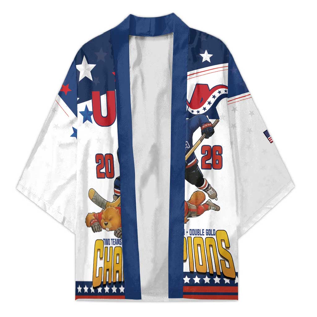 Custom USA Ice Hockey Champions 2026 Kimono American Eagle Victory Hockey Pride