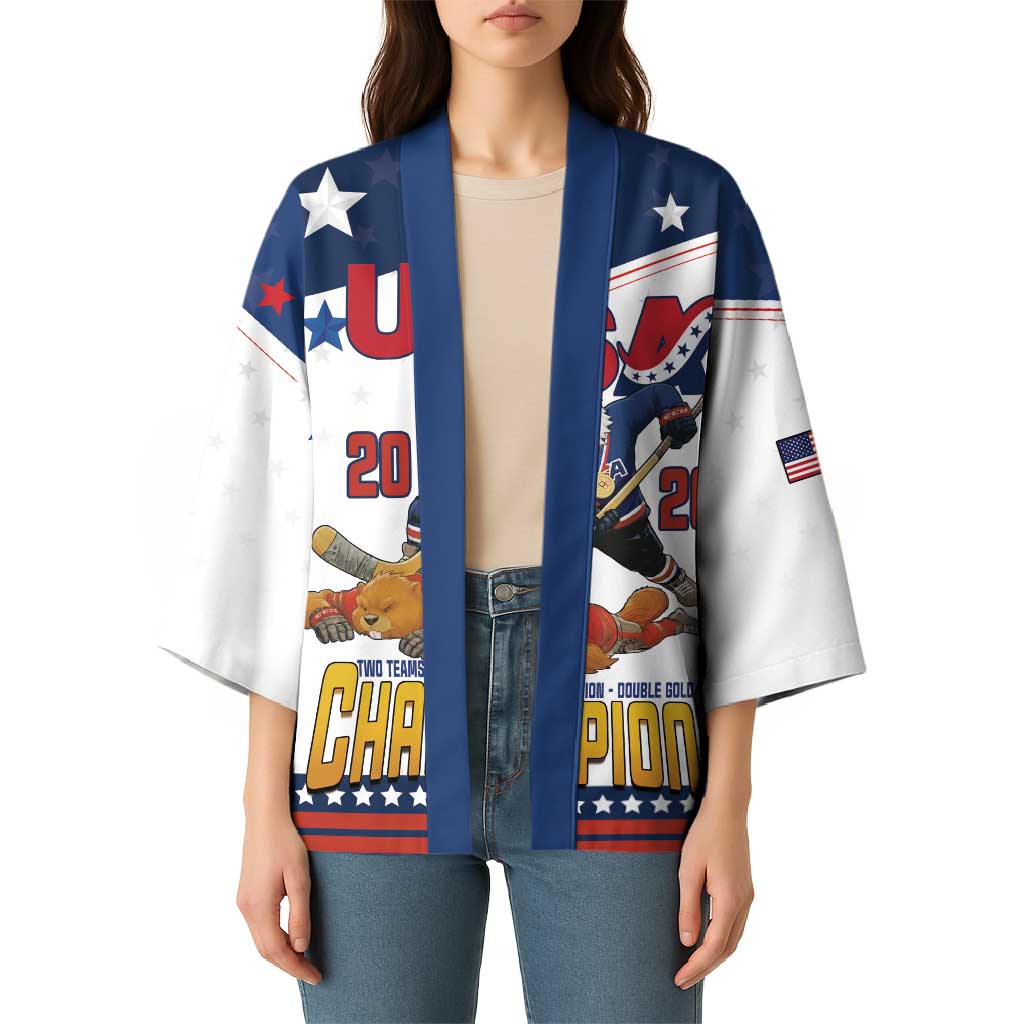 Custom USA Ice Hockey Champions 2026 Kimono American Eagle Victory Hockey Pride