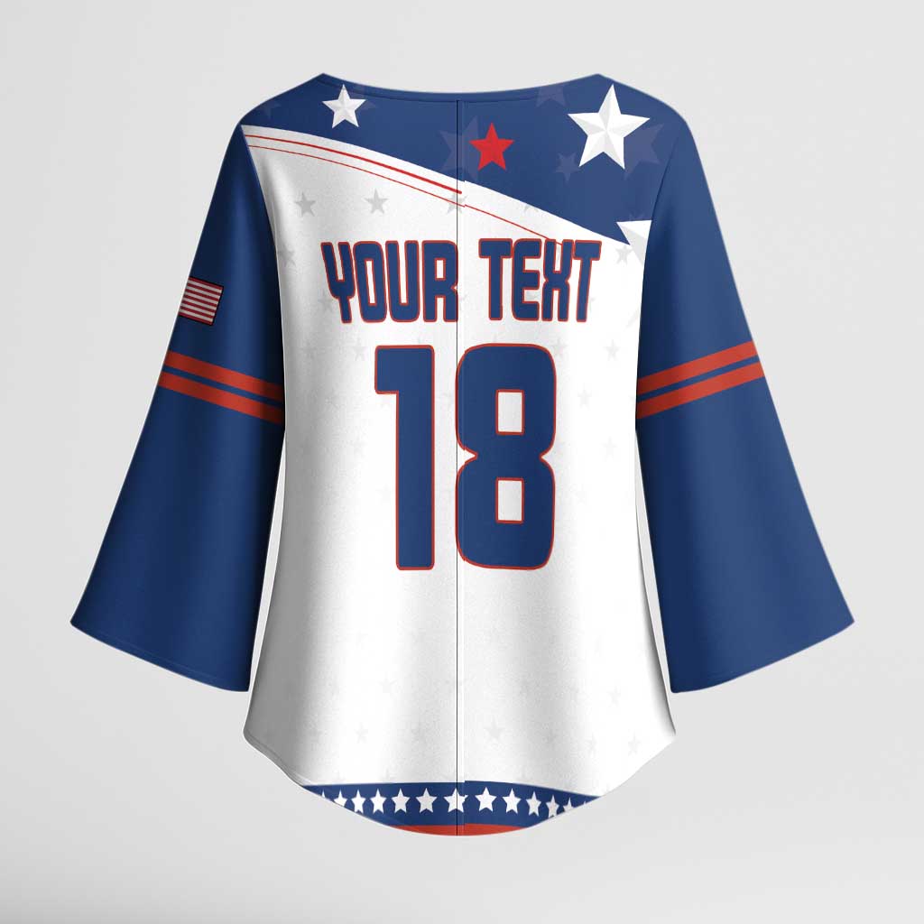 Custom USA Ice Hockey Champions 2026 Kimono Sleeve Blouse American Eagle Victory Hockey Pride
