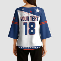 Custom USA Ice Hockey Champions 2026 Kimono Sleeve Blouse American Eagle Victory Hockey Pride
