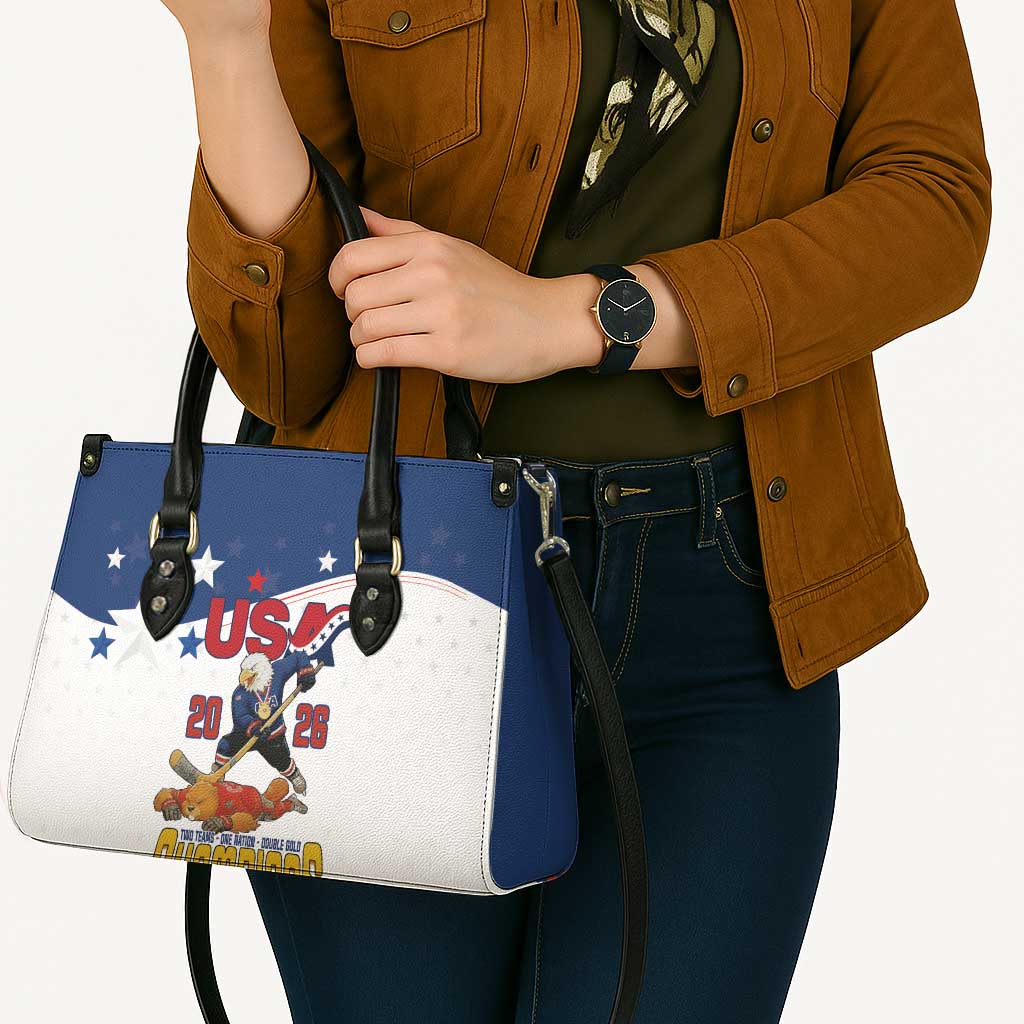 USA Ice Hockey Champions 2026 Leather Bag American Eagle Victory Hockey Pride