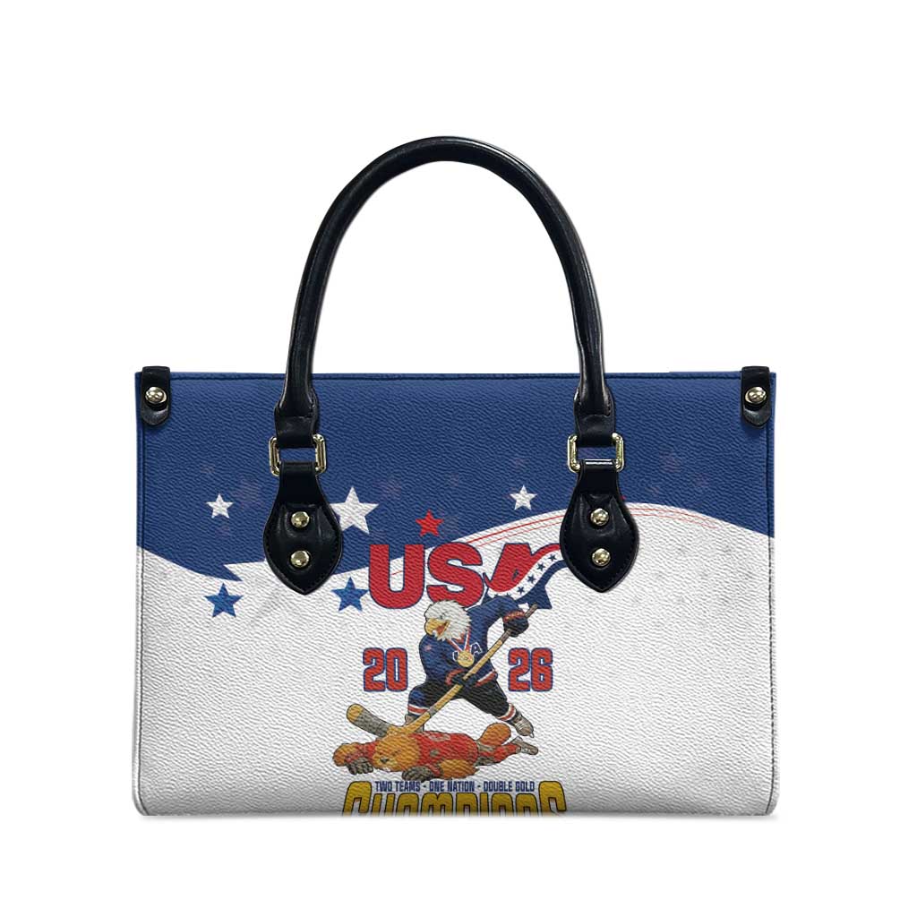 USA Ice Hockey Champions 2026 Leather Bag American Eagle Victory Hockey Pride
