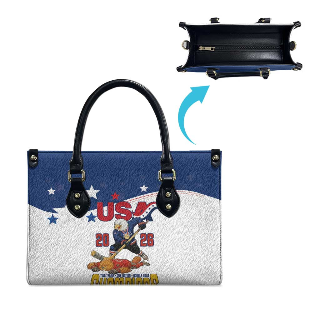 USA Ice Hockey Champions 2026 Leather Bag American Eagle Victory Hockey Pride