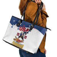 USA Ice Hockey Champions 2026 Leather Tote Bag American Eagle Victory Hockey Pride
