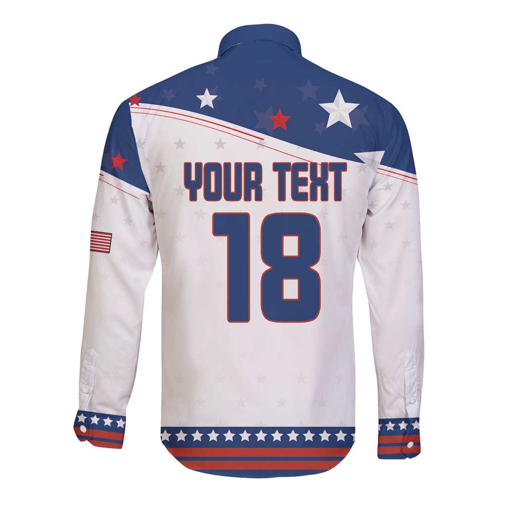 Custom USA Ice Hockey Champions 2026 Long Sleeve Button Shirt American Eagle Victory Hockey Pride