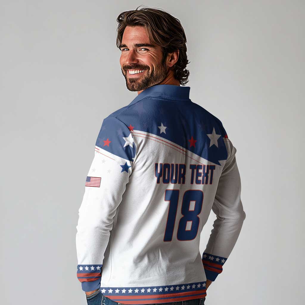 Custom USA Ice Hockey Champions 2026 Long Sleeve Polo Shirt American Eagle Victory Hockey Pride