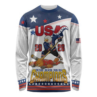 Custom USA Ice Hockey Champions 2026 Long Sleeve Shirt American Eagle Victory Hockey Pride