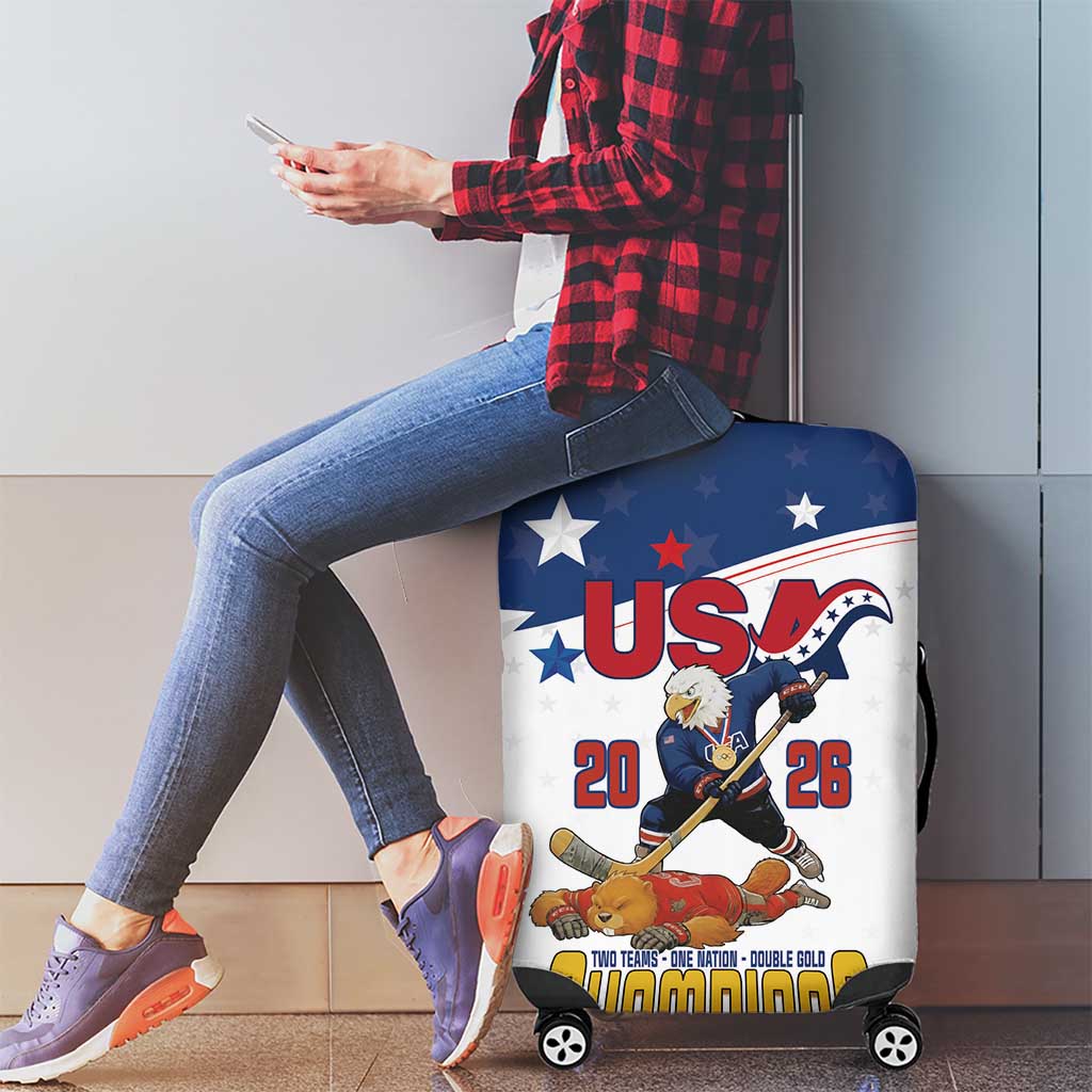 USA Ice Hockey Champions 2026 Luggage Cover American Eagle Victory Hockey Pride