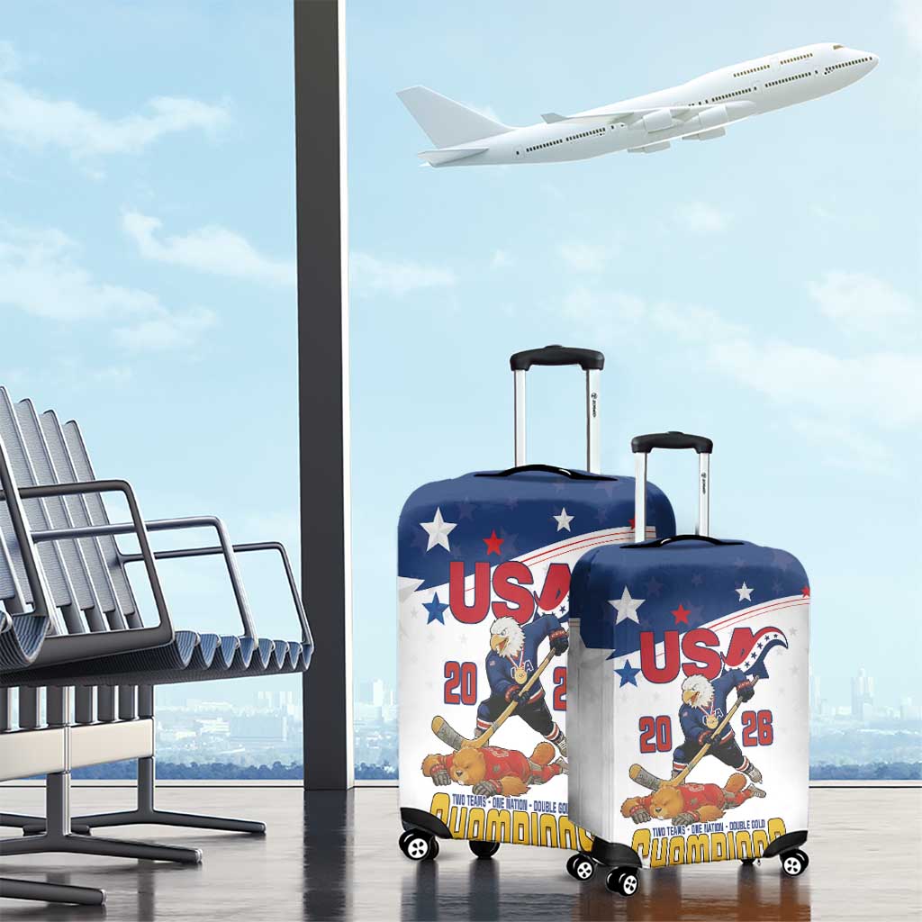 USA Ice Hockey Champions 2026 Luggage Cover American Eagle Victory Hockey Pride