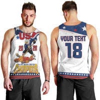 Custom USA Ice Hockey Champions 2026 Men Tank Top American Eagle Victory Hockey Pride