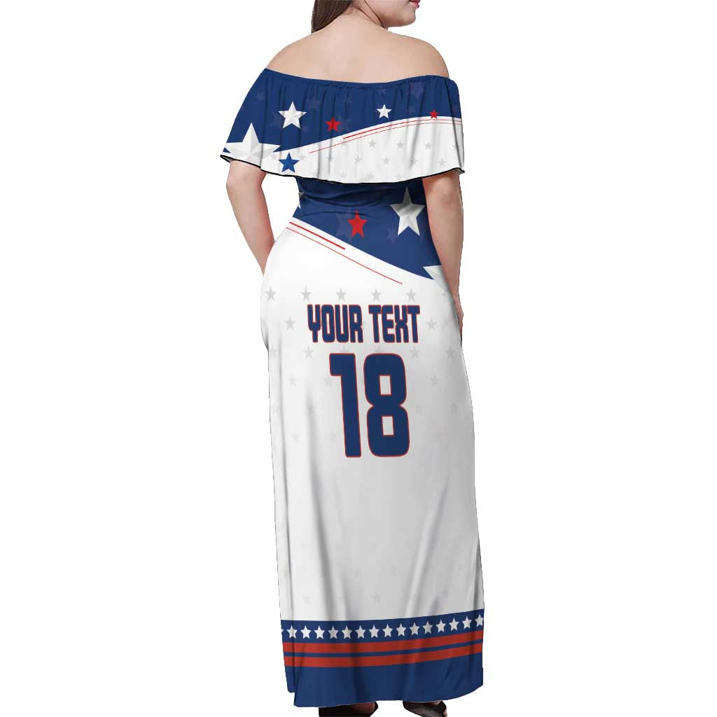 Custom USA Ice Hockey Champions 2026 Off Shoulder Maxi Dress American Eagle Victory Hockey Pride