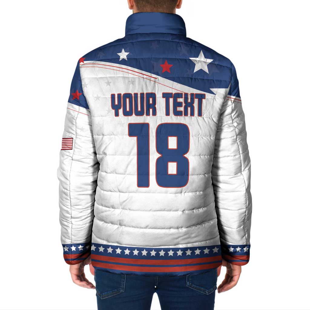 Custom USA Ice Hockey Champions 2026 Padded Jacket American Eagle Victory Hockey Pride
