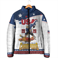 Custom USA Ice Hockey Champions 2026 Padded Jacket American Eagle Victory Hockey Pride