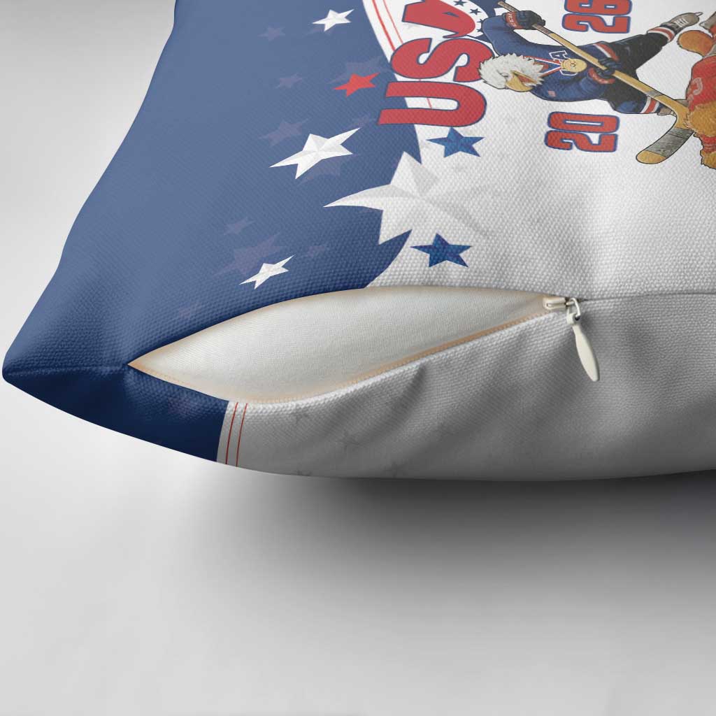 USA Ice Hockey Champions 2026 Pillow Cover American Eagle Victory Hockey Pride
