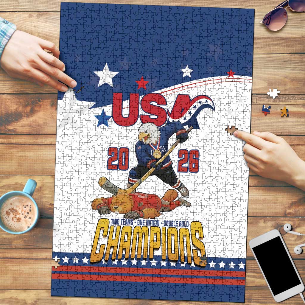 USA Ice Hockey Champions 2026 Puzzle American Eagle Victory Hockey Pride