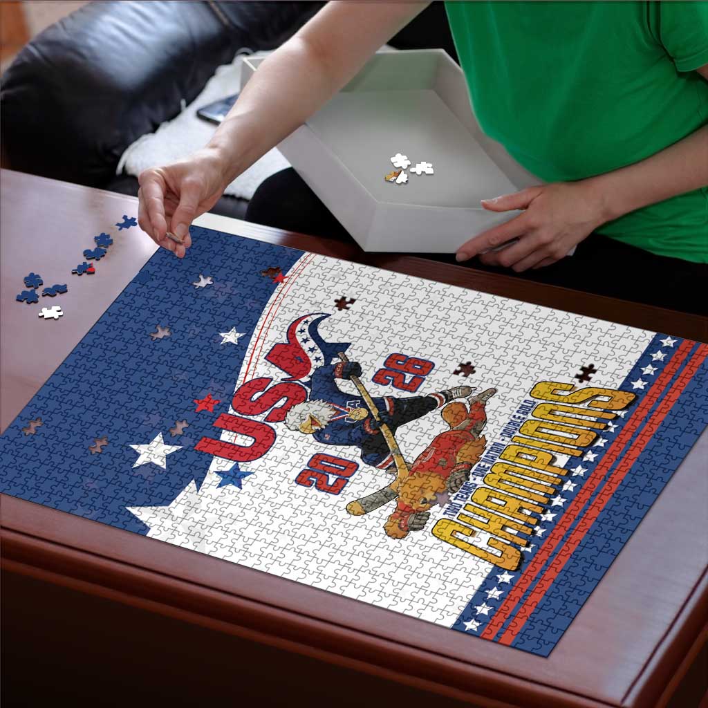USA Ice Hockey Champions 2026 Puzzle American Eagle Victory Hockey Pride