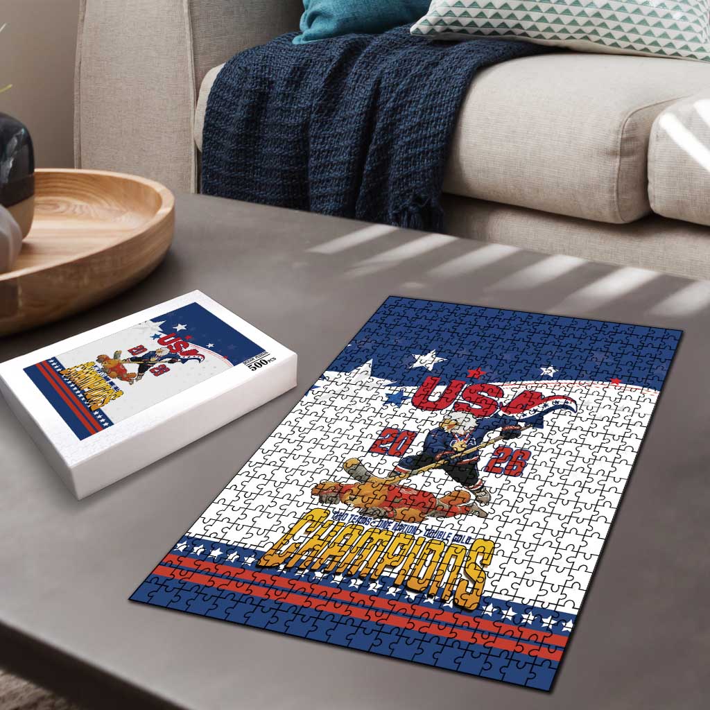 USA Ice Hockey Champions 2026 Puzzle American Eagle Victory Hockey Pride