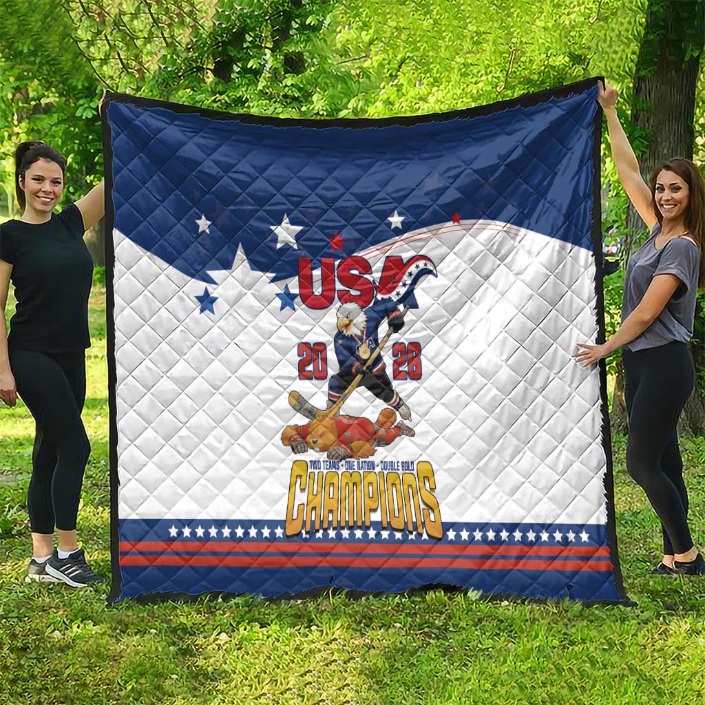 USA Ice Hockey Champions 2026 Quilt American Eagle Victory Hockey Pride