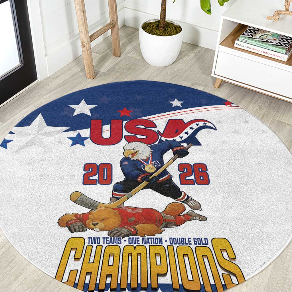 USA Ice Hockey Champions 2026 Round Carpet American Eagle Victory Hockey Pride