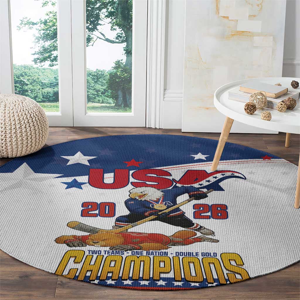 USA Ice Hockey Champions 2026 Round Carpet American Eagle Victory Hockey Pride