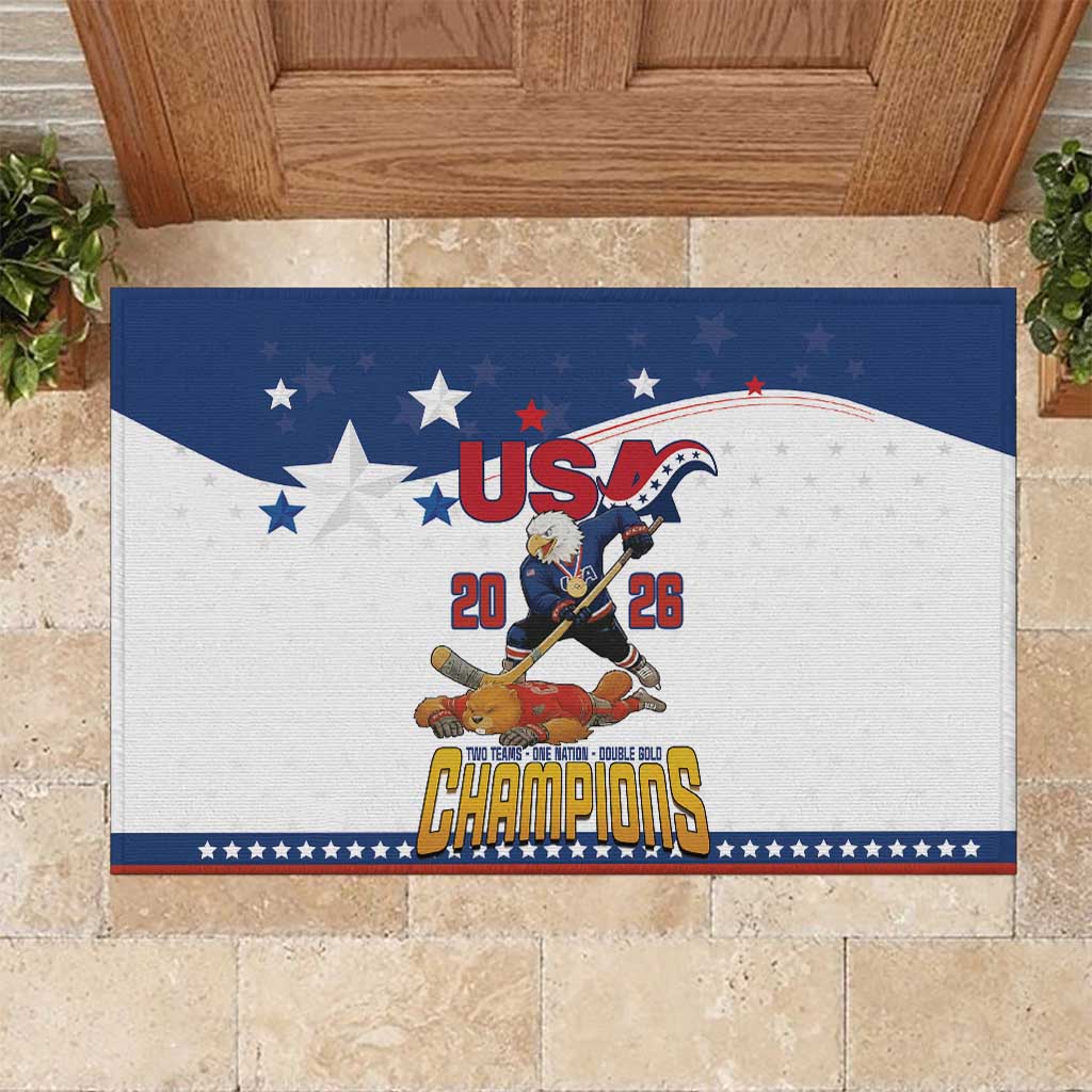 USA Ice Hockey Champions 2026 Rubber Doormat American Eagle Victory Hockey Pride