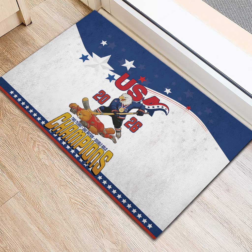 USA Ice Hockey Champions 2026 Rubber Doormat American Eagle Victory Hockey Pride