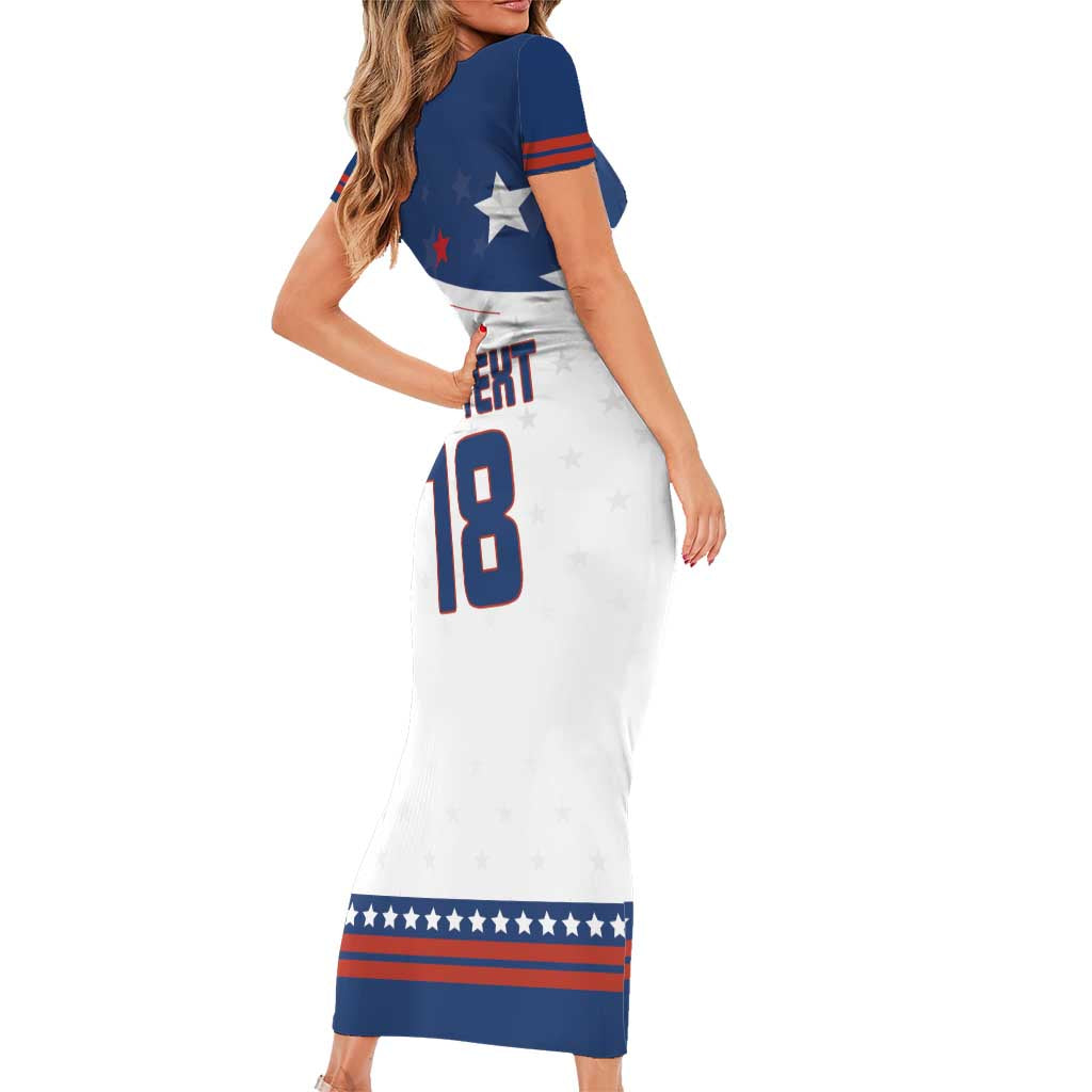 Custom USA Ice Hockey Champions 2026 Short Sleeve Bodycon Dress American Eagle Victory Hockey Pride