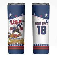 Custom USA Ice Hockey Champions 2026 Skinny Tumbler American Eagle Victory Hockey Pride