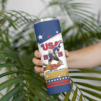 Custom USA Ice Hockey Champions 2026 Skinny Tumbler American Eagle Victory Hockey Pride