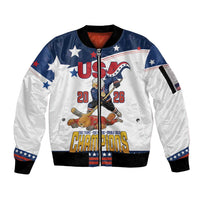 Custom USA Ice Hockey Champions 2026 Sleeve Zip Bomber Jacket American Eagle Victory Hockey Pride