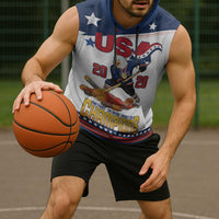 Custom USA Ice Hockey Champions 2026 Sleeveless Hoodie American Eagle Victory Hockey Pride
