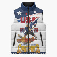 Custom USA Ice Hockey Champions 2026 Sleeveless Puffer Jacket American Eagle Victory Hockey Pride